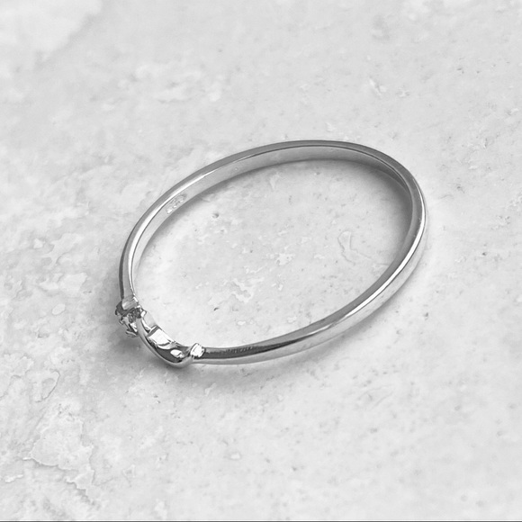 🌙 TOP SELLER🌙 Silver Tiny Crescent Moon and CZ Star Ring, Silver Rings Celestial - Picture 8 of 9